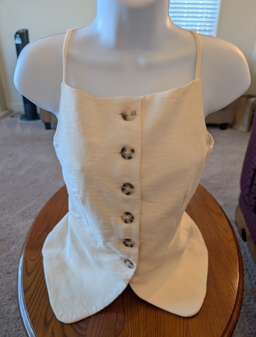 Christian LaCroix Women's Cream Button-Front Spaghetti Strap Top, Size 4